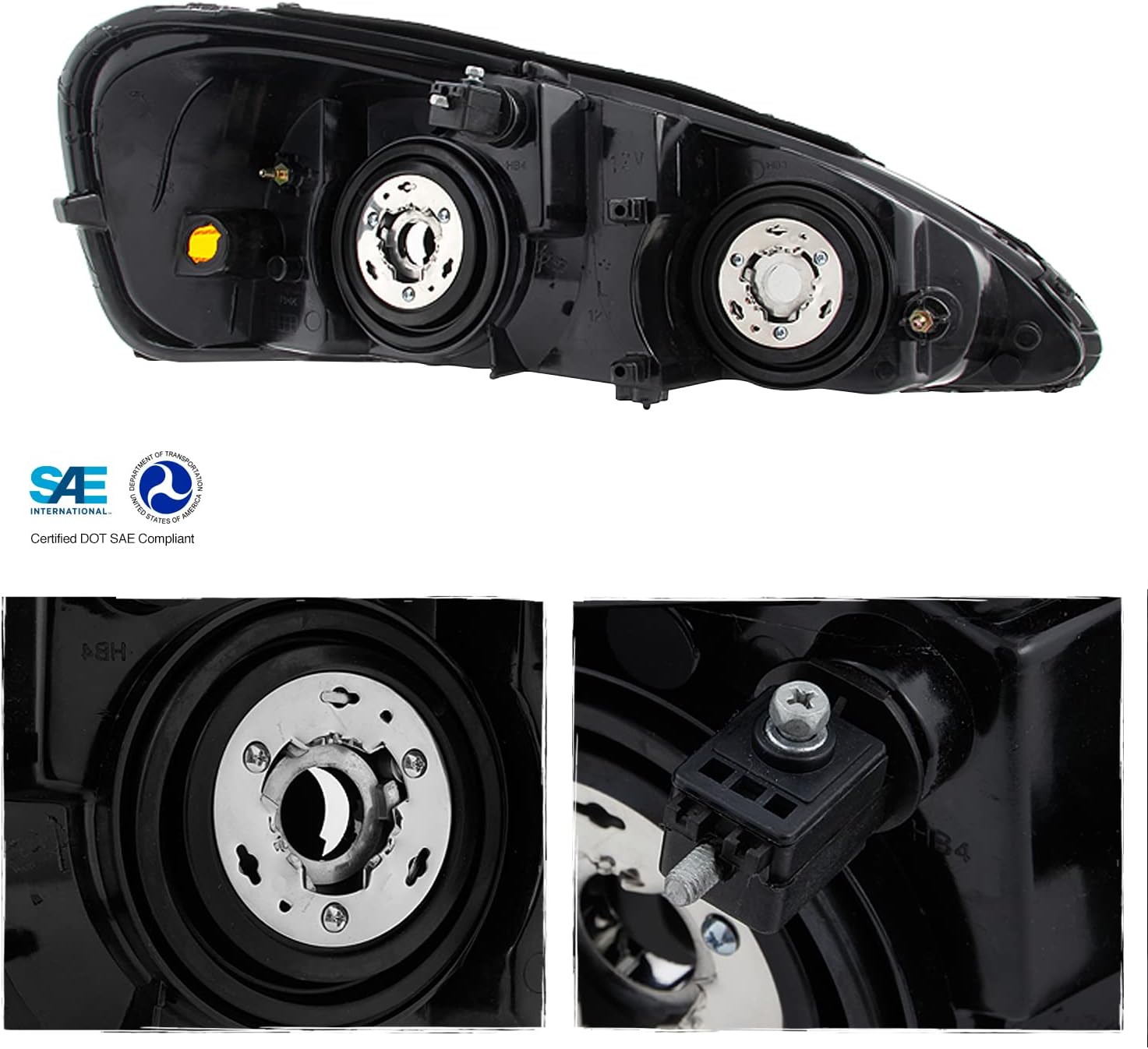 AKKON – For 2004-2008 Pontiac Grand Prix Black Smoke Headlights Headlamps Front Lamps Replacement Pair