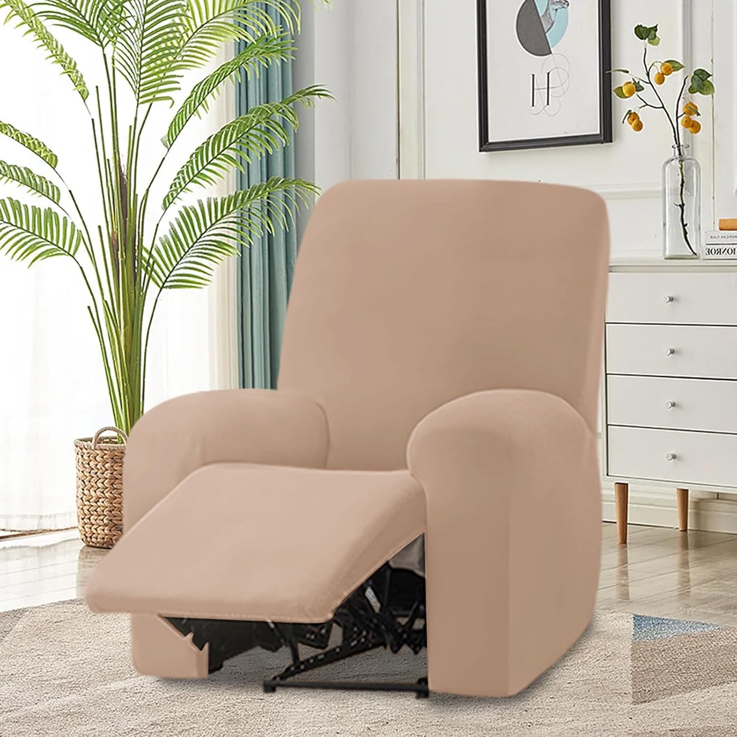 HDCAXKJ Funda reclinable 100% impermeable de 4 piezas para sillas reclinables grandes, fundas elásticas para sillas reclinables con brazos, fundas