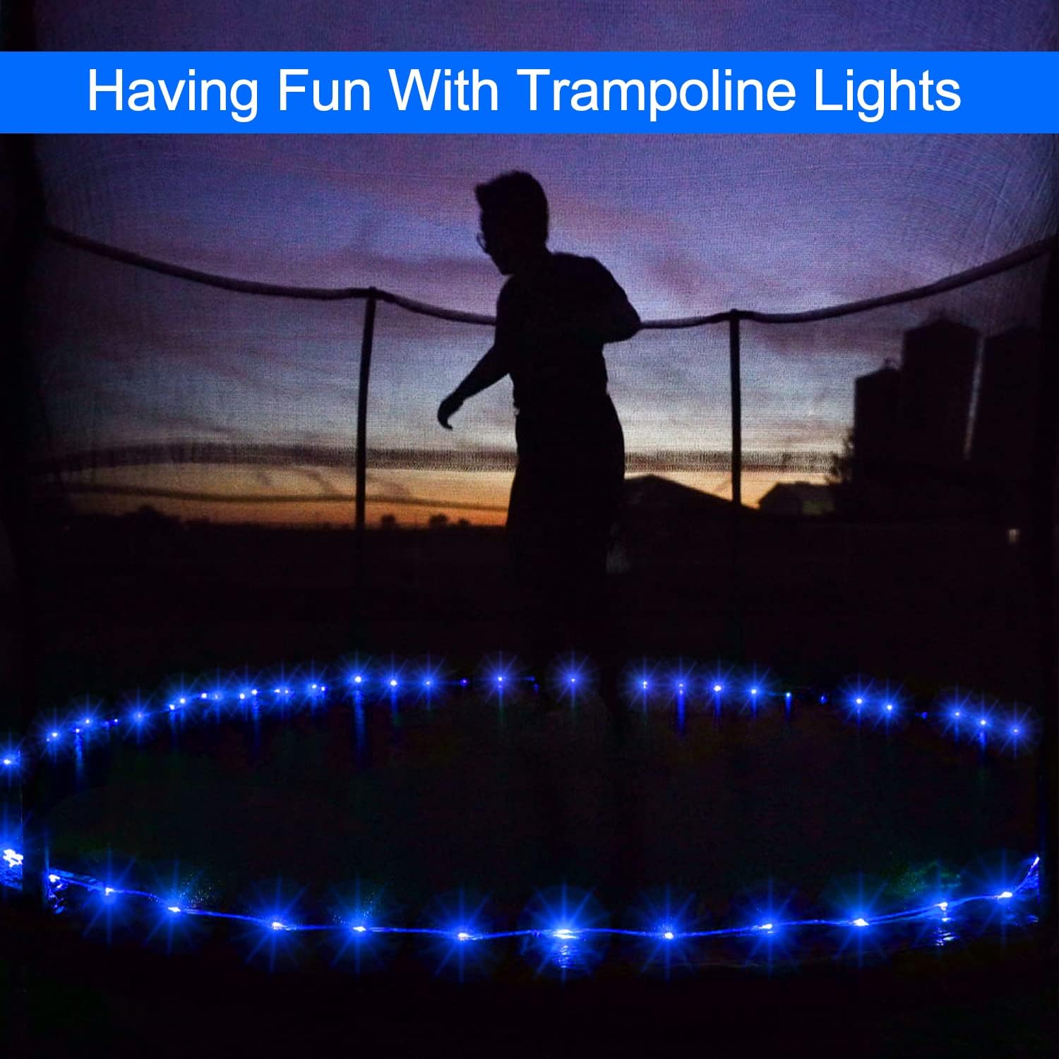 Cuerda de luces solares impermeables para exteriores, 66 pies, 200 luces LED solares de Navidad, luces solares azules para exteriores, para piscina,