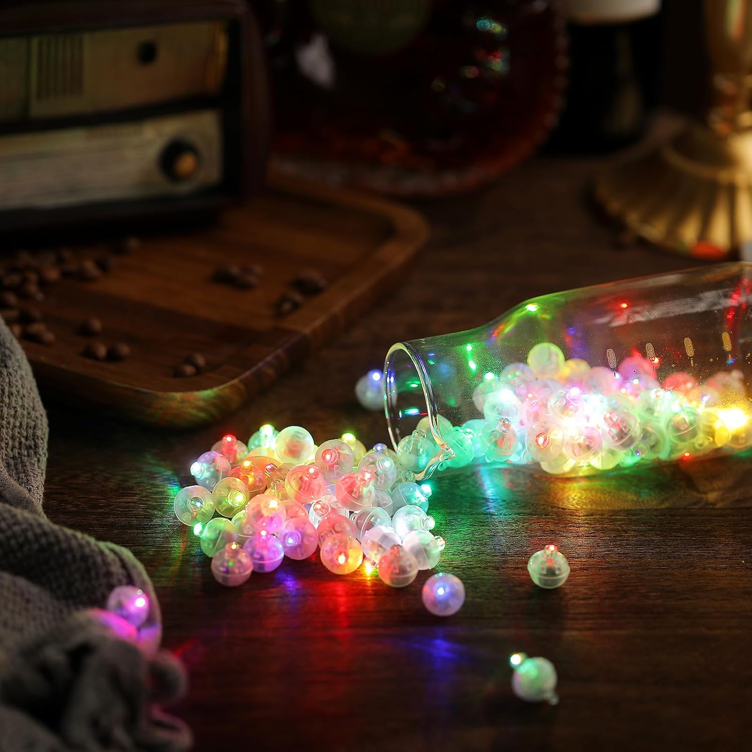 Aogist 50 luces de globo multicolor, mini luz impermeable de largo tiempo de espera, funciona con pilas, lámpara de bola LED redonda para globos de