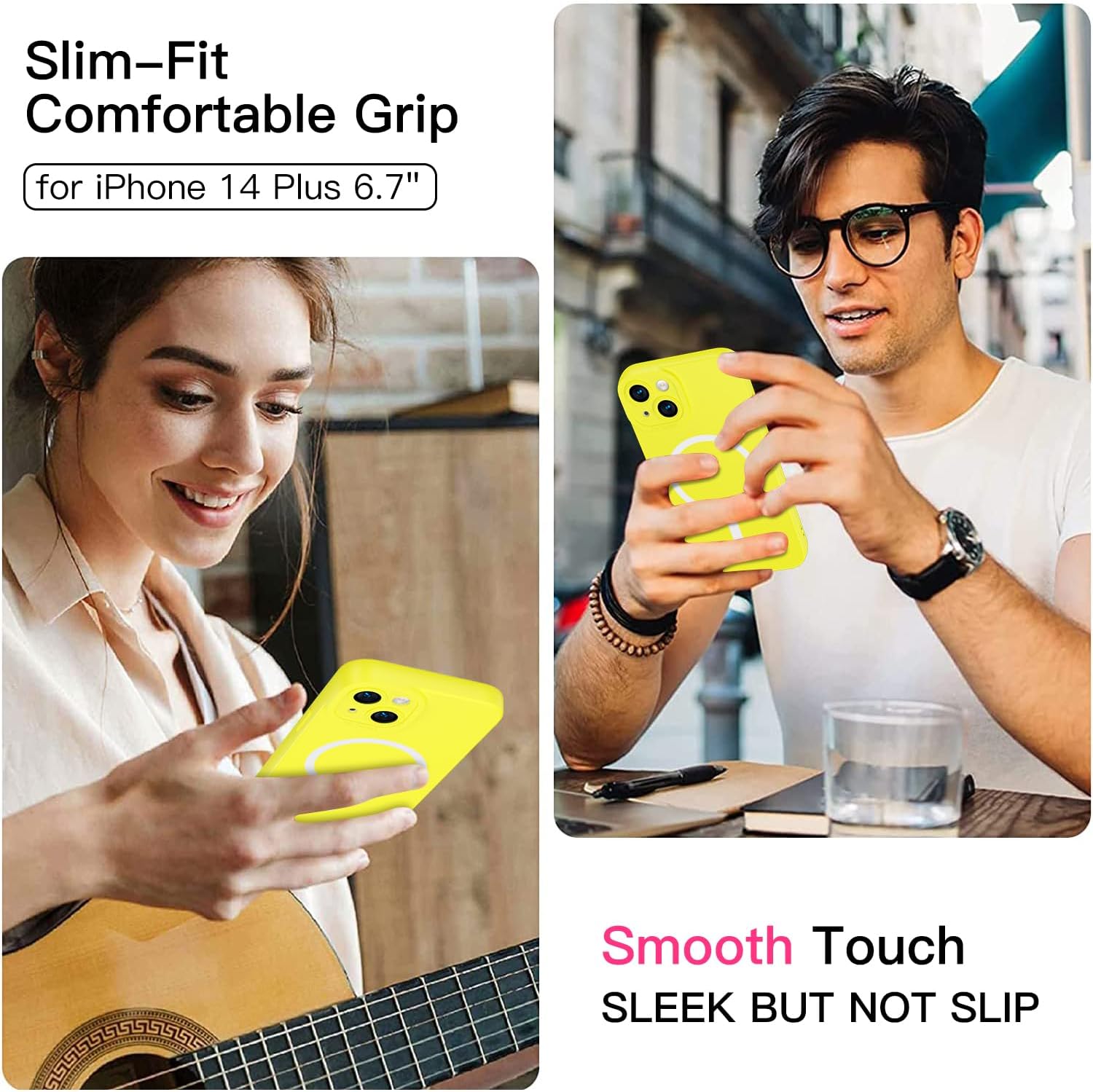 Funda magnética para iPhone 14 Plus, funda de silicona a prueba de golpes compatible con MagSafe, forro de microfibra suave antiarañazos, cubierta