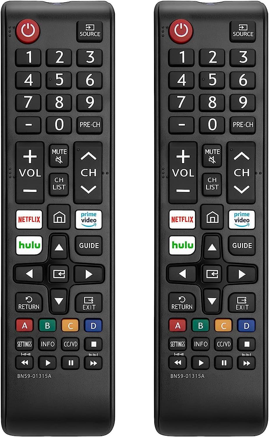 Paquete de 2 BN59-01315A repuesto para todos los controles remotos de TV Samsung, repuesto compatible con todos los controles remotos LED LCD HDTV