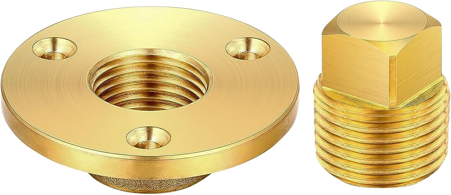 CENOZ – Juego de 2 tapones de drenaje de latón, tapón de drenaje de garboard NPT de 12 pulgada, drenaje de garaje CENOZ con tapón de latón para