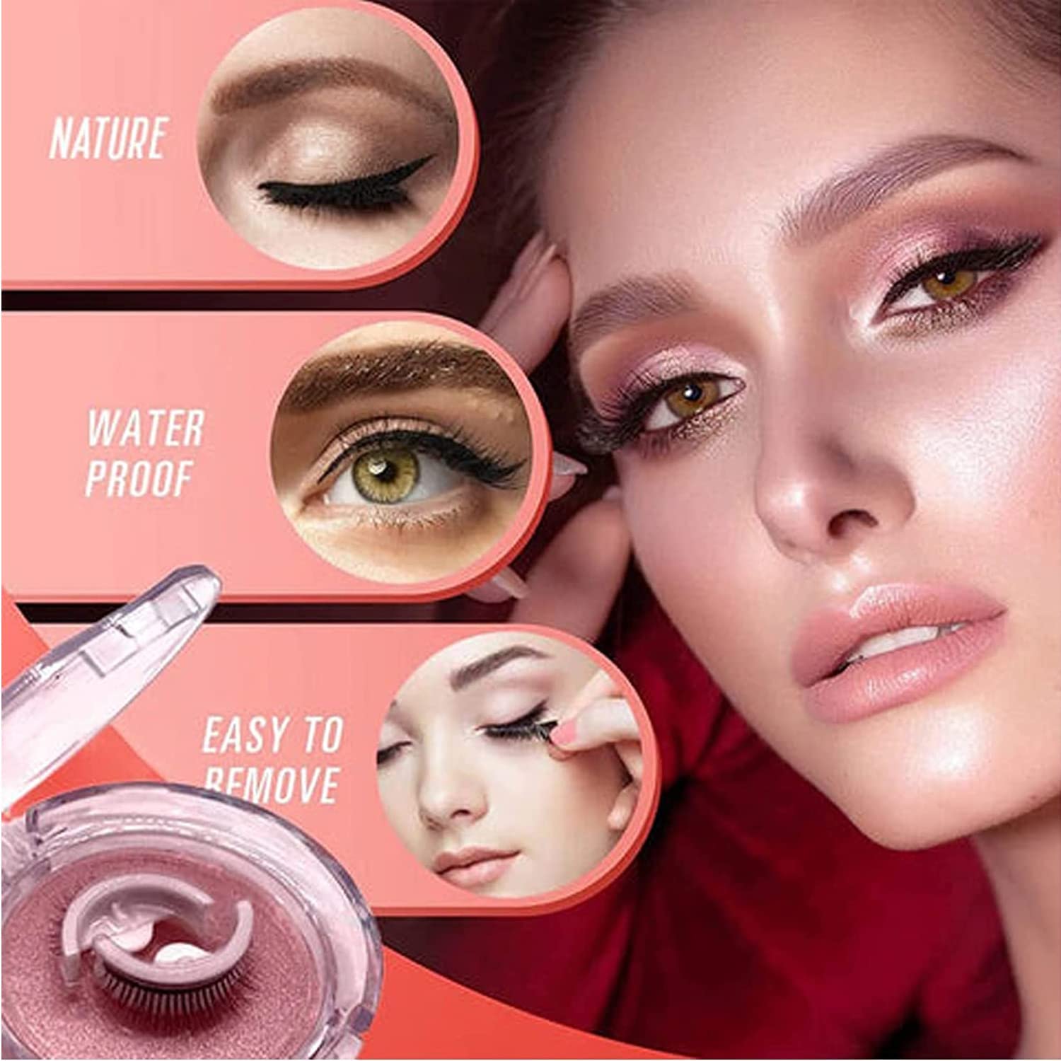 Glazy Boo – Pestañas postizas reutilizables, pestañas autoadhesivas, pestañas postizas de aspecto más natural, pestañas magnéticas Glazy Boo sin