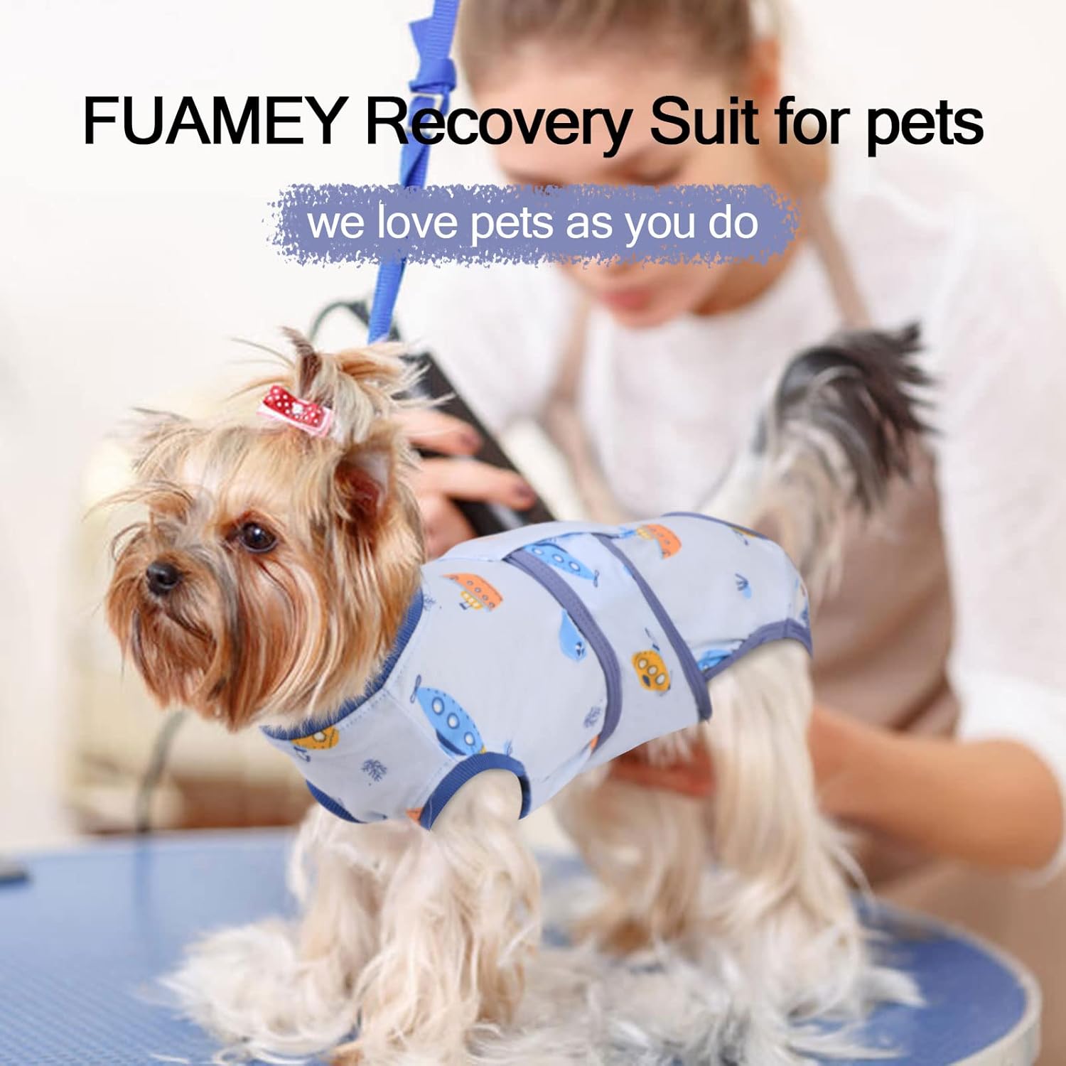FUAMEY Traje de recuperación para perros después de la cirugía, suave y transpirable para perro, traje quirúrgico alternativo con cuello electrónico