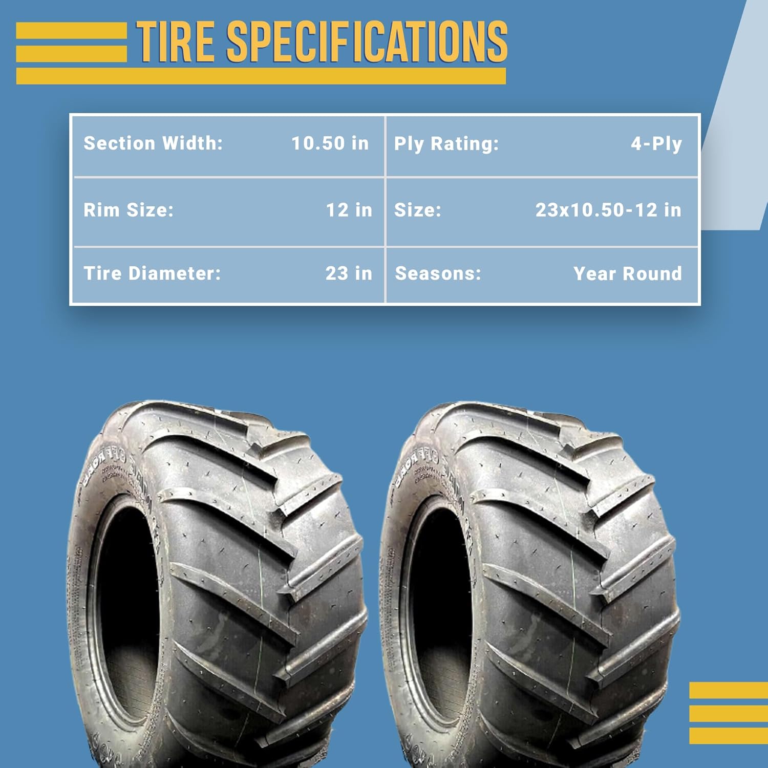 Neumático de tractor de césped R1 de 23 x 10.50 a 12 pulgadas, tracción superior, durabilidad y versatilidad para un rendimiento inigualable en