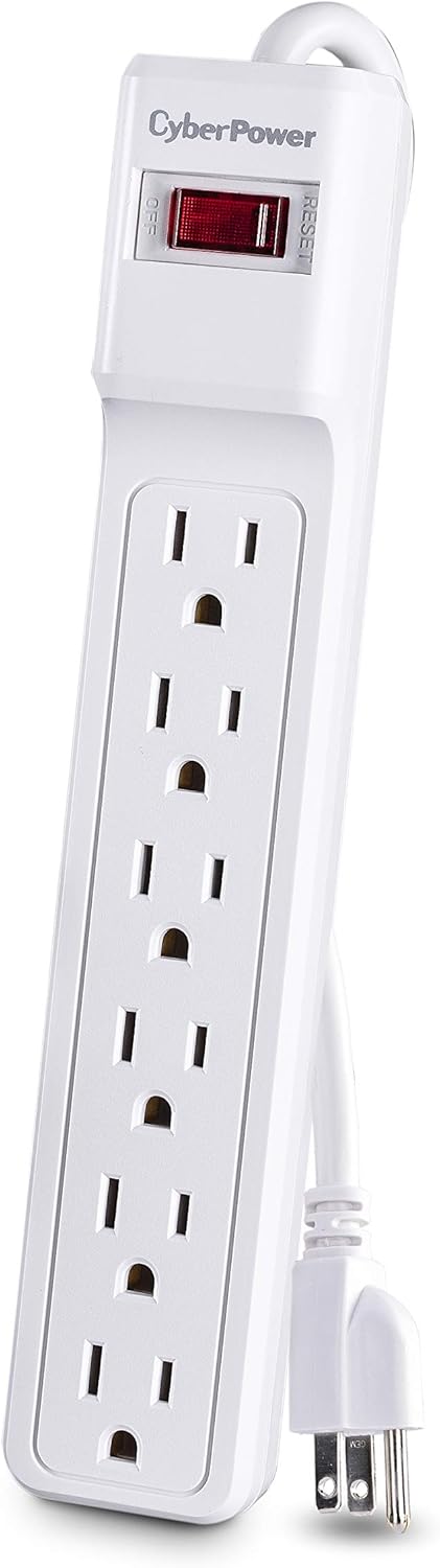 CyberPower CSB606W – Protector de sobretensiones esencial, 900J125V, 6 tomas, cable de alimentación de 6 pies