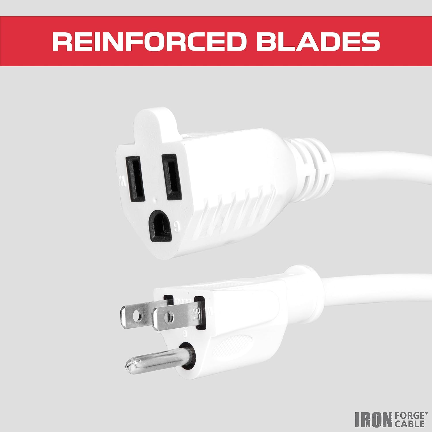 Iron Forge Cable Cable de extensión blanco de 3 pies para exteriores con interruptor en línea impermeable de encendidoapagado, 3 pies 163 SJTW 3