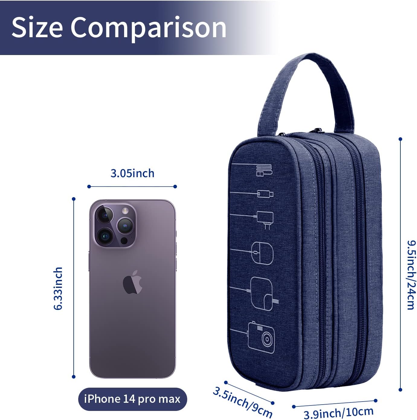 HESTECH Organizador de cables, organizador de cables, organizador electrónico de carga, estuche de viaje para accesorios electrónicos pequeños,