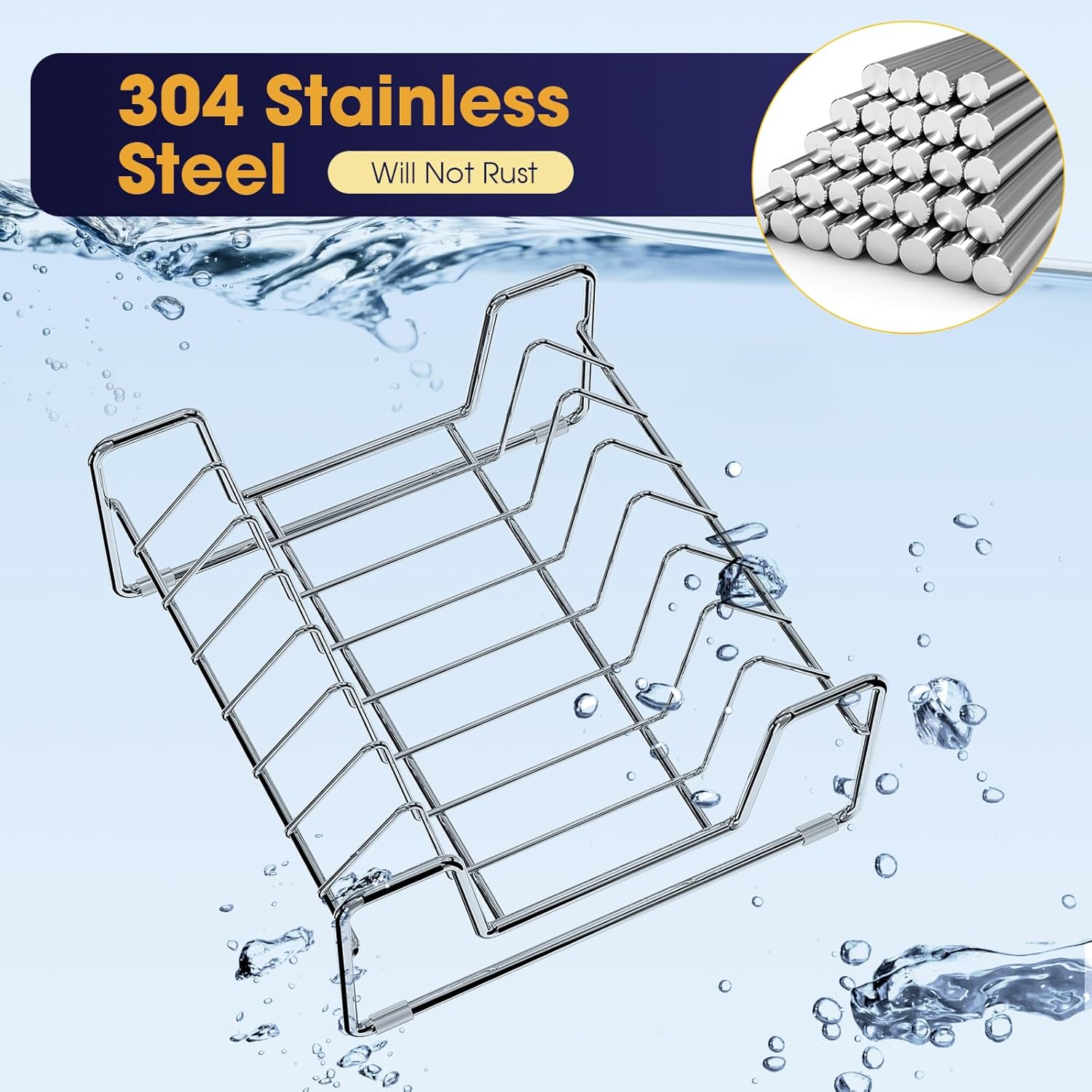 Estante para platos de 8 ranuras, organizador de platos de acero inoxidable, estante seco para armario y cajón, soporte para platos llanos, tapa de