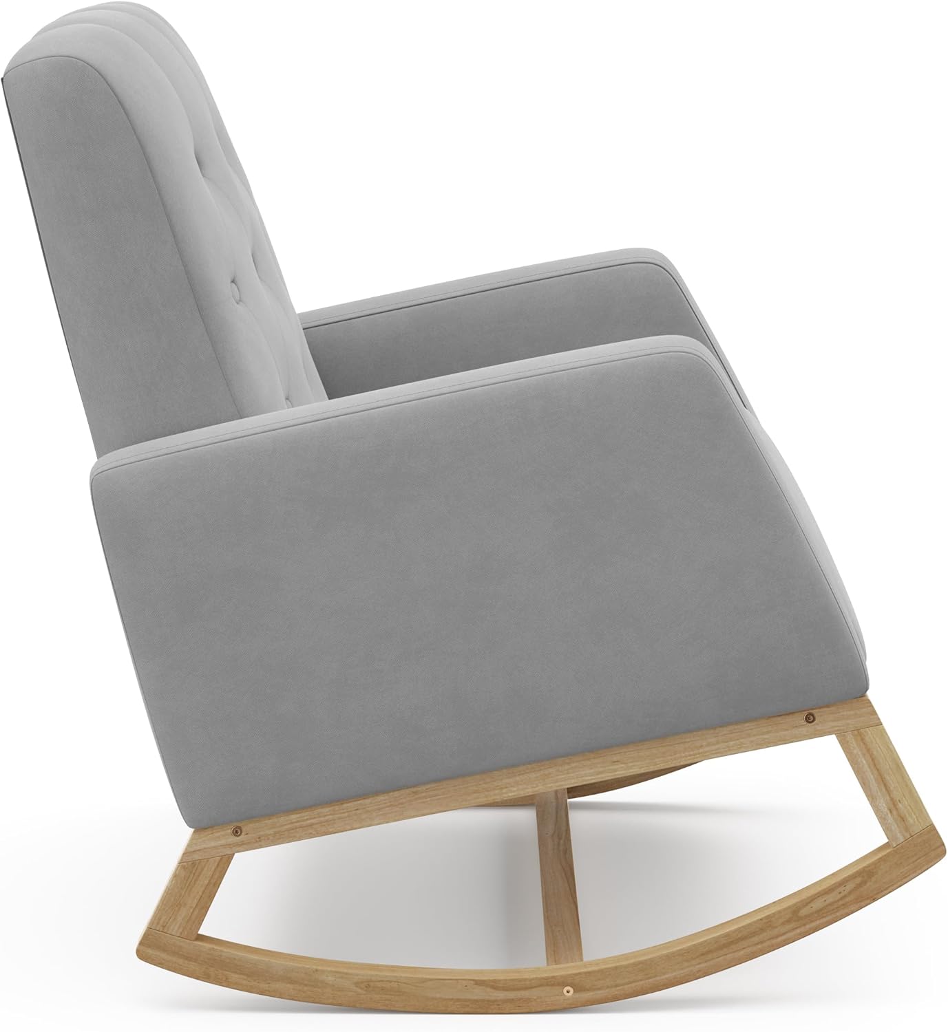 Storkcraft Northern Lights – Mecedora tapizada con botones para guardería, mecedora suave, base de madera maciza