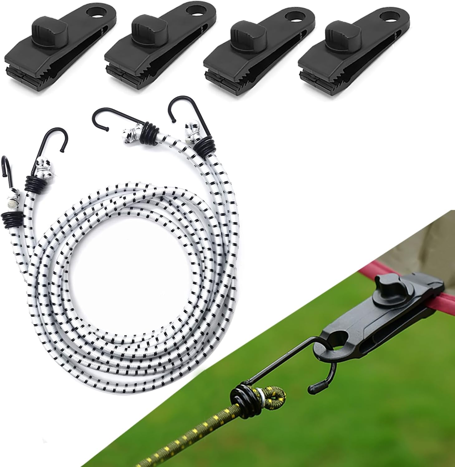 6 correas de fijación resistentes al viento para automóvil, cordón elástico de 11.8 pulgadas que protege la cubierta del automóvil de ser soplada