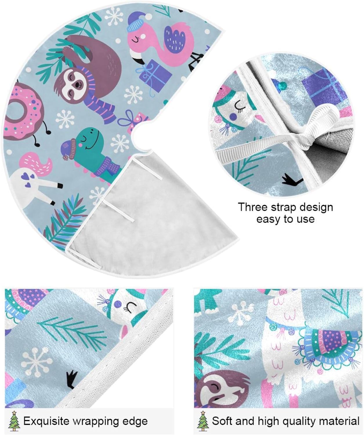 Falda de árbol de Navidad de animales navideños, decoración navideña, falda moderna para árbol de Navidad, decoraciones para árbol