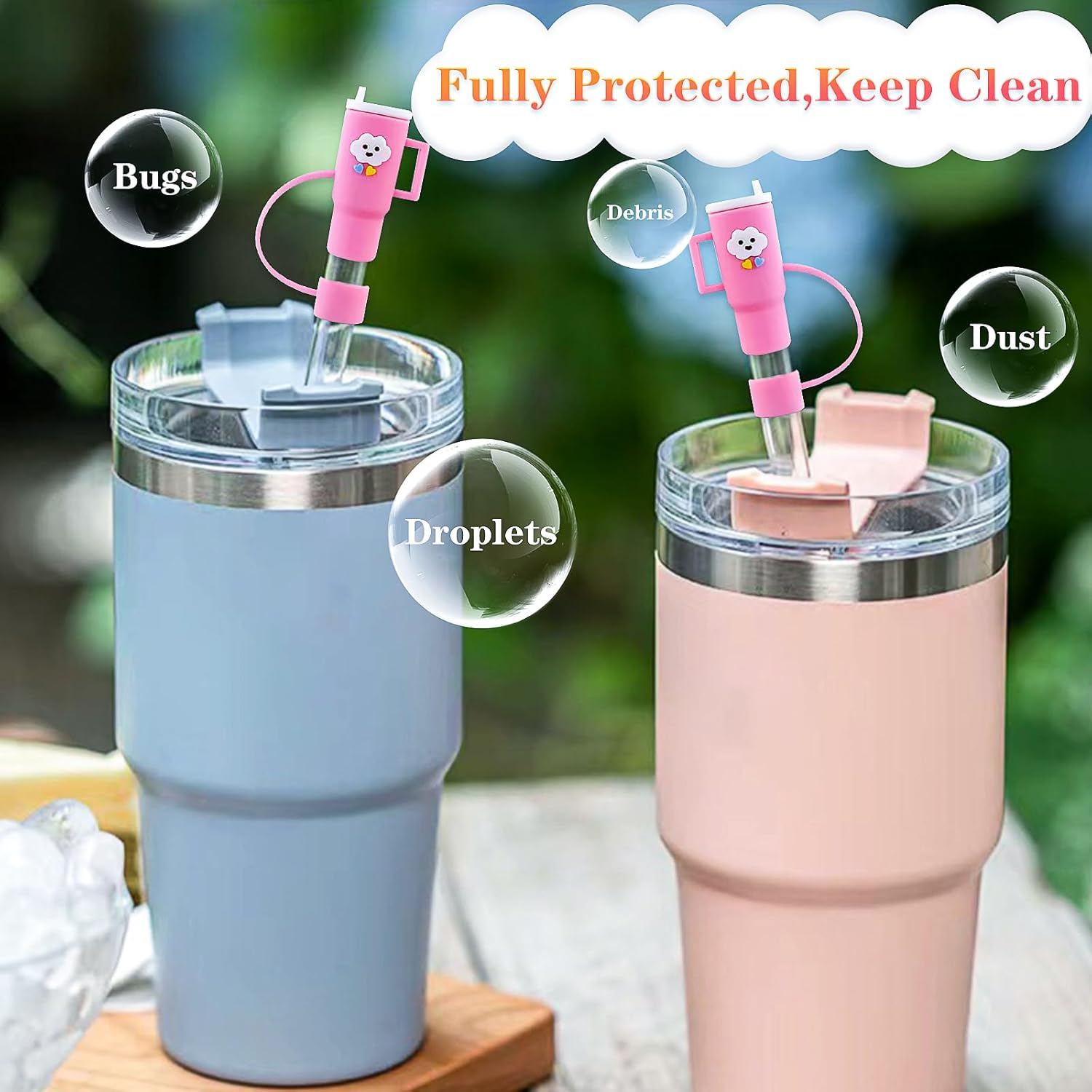 4 fundas de popote para vaso Stanley Cup & Simple Modern de 40 onzas, cubiertas de punta de pajilla, tapas de paja a prueba de polvo, cubierta