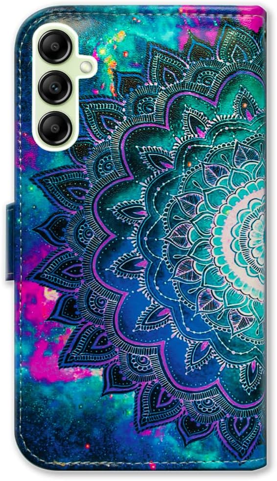 Funda para Galaxy A14 5G, Mandala Flower Space Funda de cuero con tapa para teléfono con ranura para tarjeta Soporte Soporte para Samsung Galaxy A14