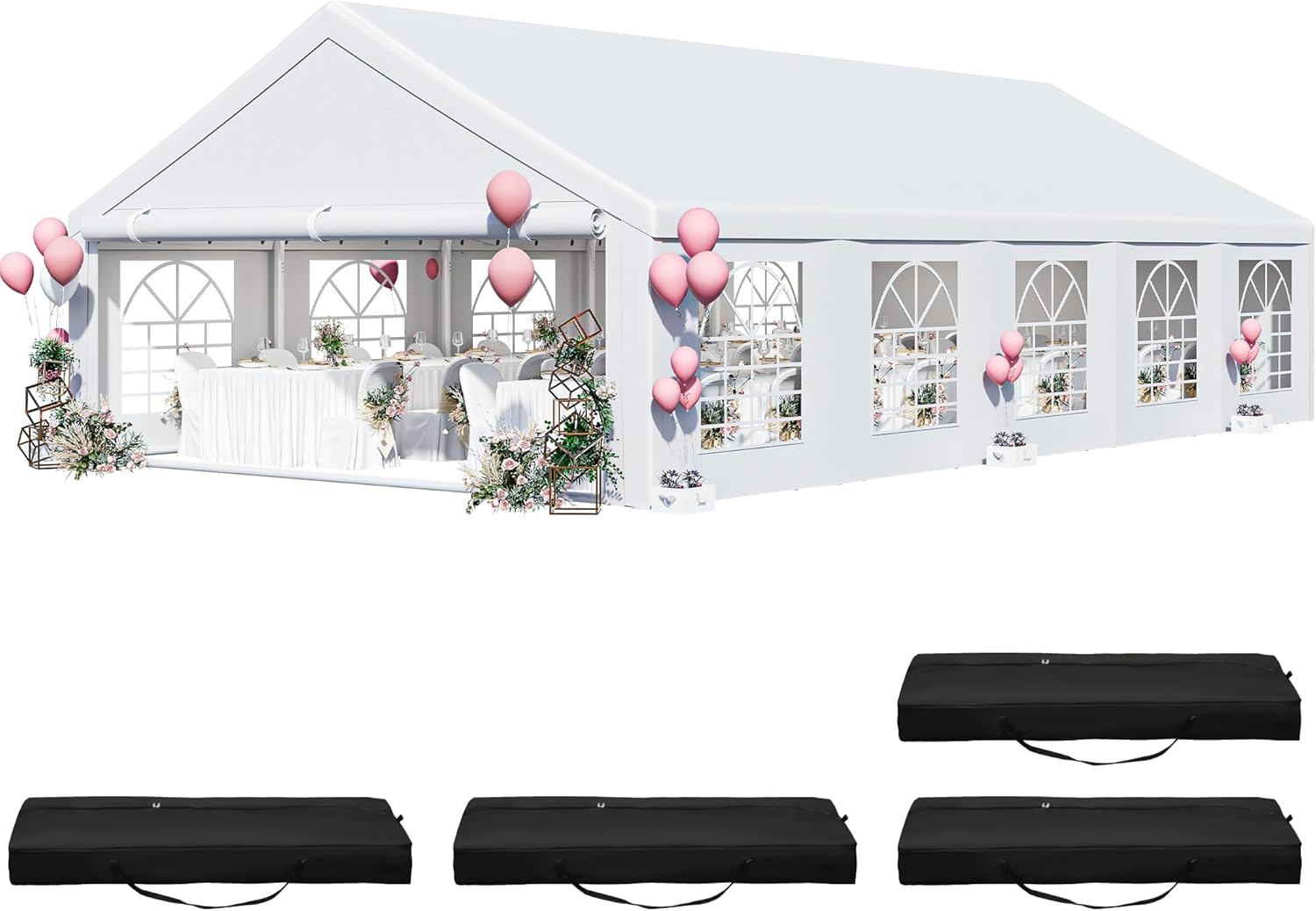 YITAHOME Tienda de campaña para fiestas de 20 x 32 pies, refugios de eventos de boda al aire libre, toldo galvanizado mejorado con techo blanco