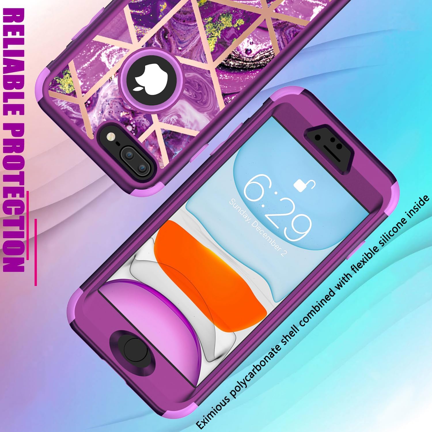 Asuwish Funda de teléfono para iPhone 6 6s, cubierta híbrida de mármol, a prueba de golpes, cuerpo completo, resistente, accesorios delgados,