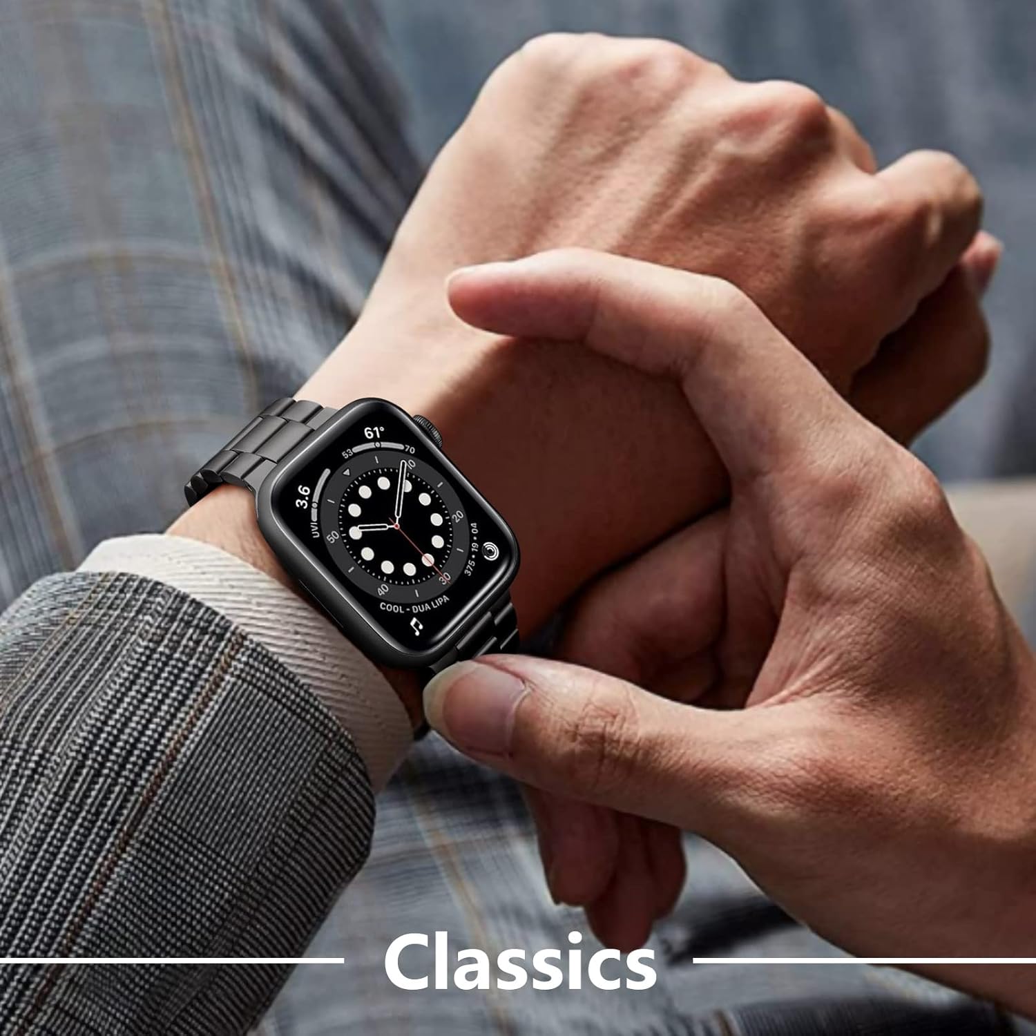Lerobo Compatible con Apple Watch Band Ultra de 1.929 in 1.732 in 1.772 in 1.654 in 1.496 in 1.575 in 1.614 in, correa de metal de acero inoxidable