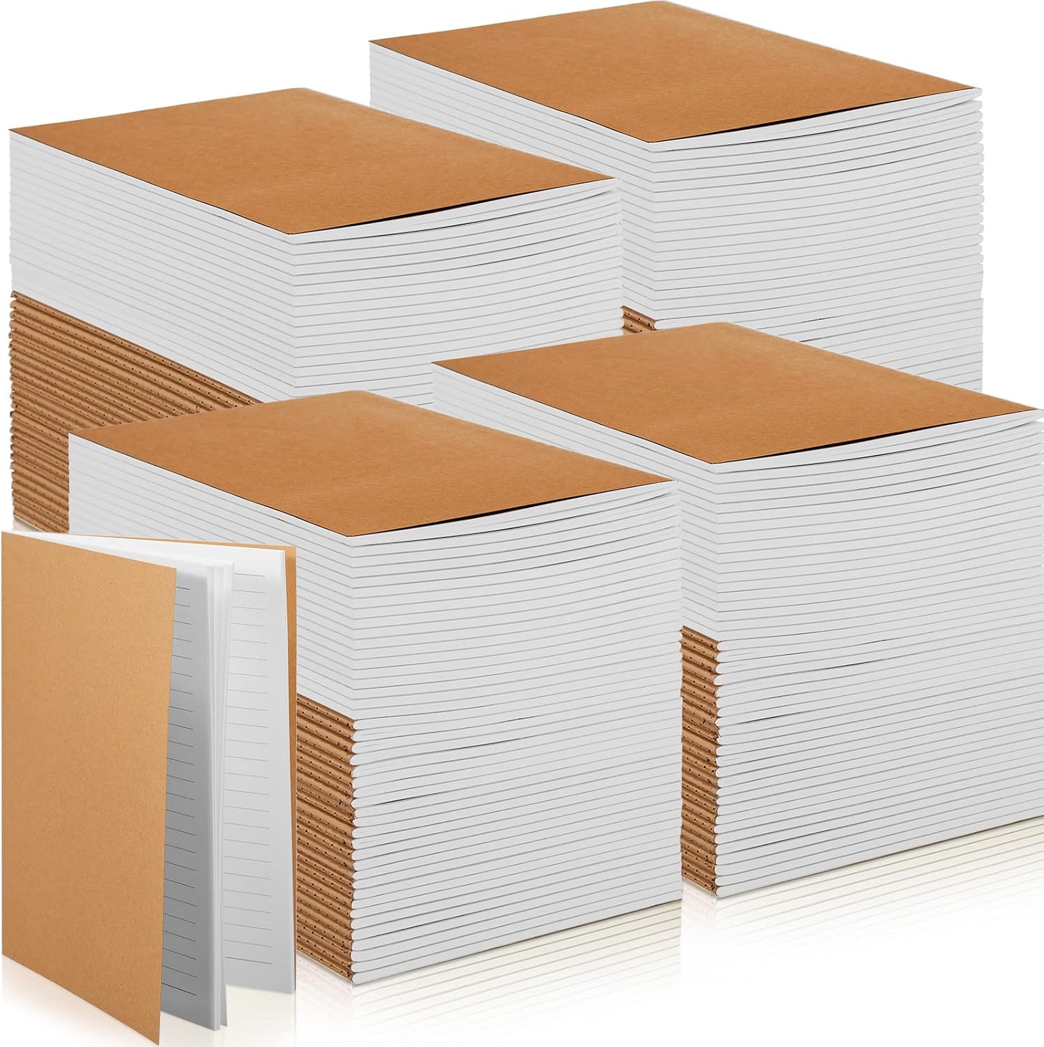 Fuutreo Paquete de 300 cuadernos de papel kraft tamaño A6 con forro pequeño, cuaderno de bolsillo a granel para niños, estudiantes, escuela,