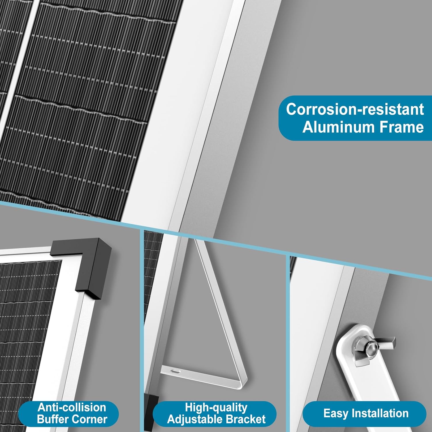 Kit de panel solar de 20 W, cargador de batería solar de 12 V y mantenedor con soporte de montaje ajustable, controlador de carga solar mejorado,