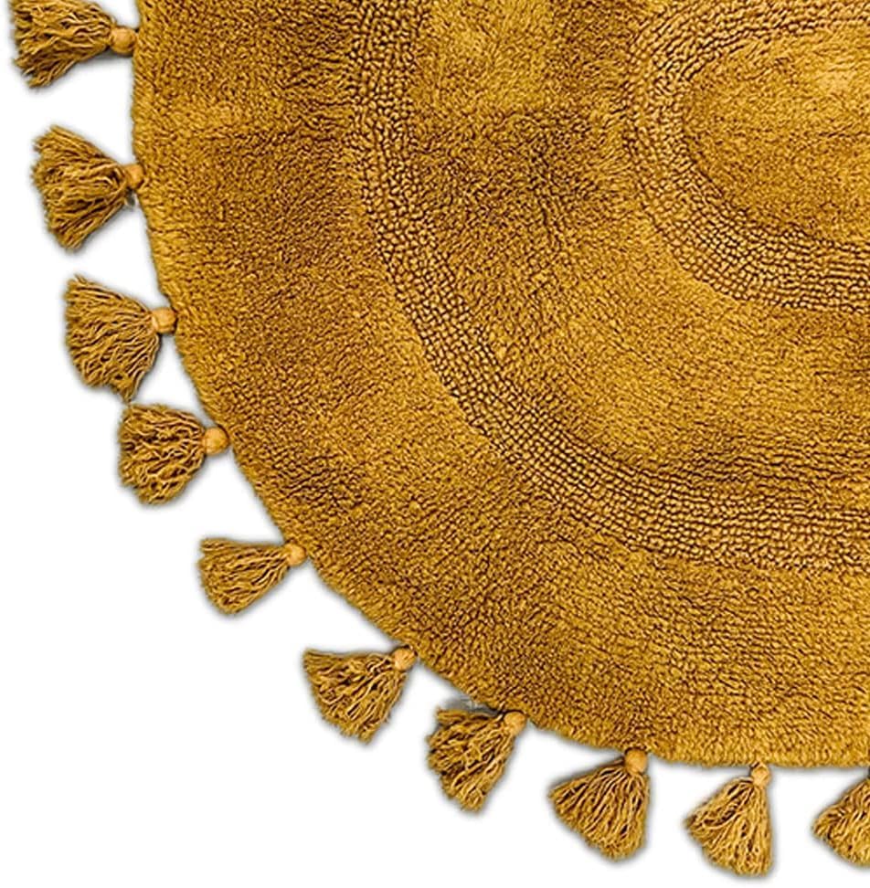 Alfombras de baño bohemias con borlas, 100 % algodón, tejida a mano, antideslizante, absorbente, con almohadilla para alfombra, alfombra de baño