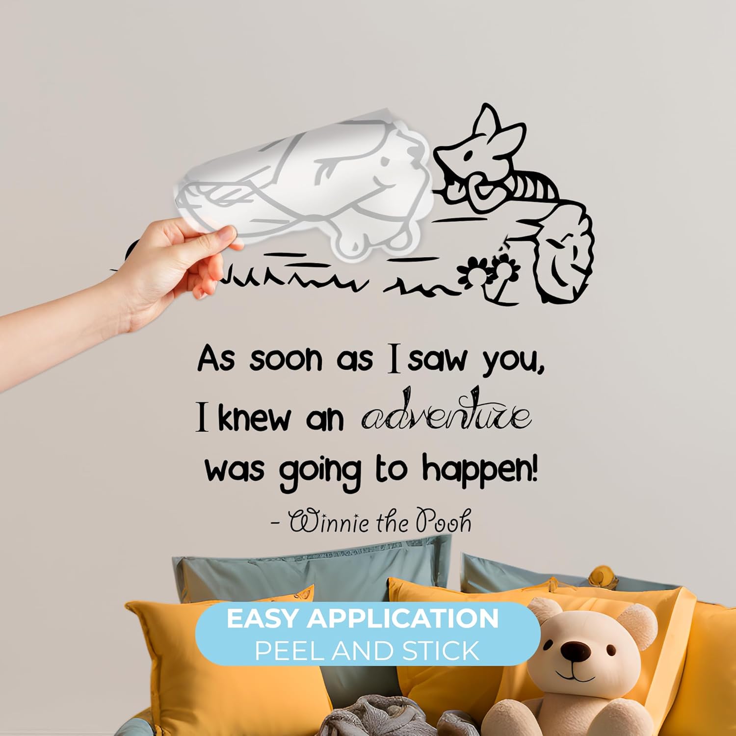 Winnie Pooh – Calcomanía mural con frase “As Soon As I Saw You Quote Baby Room” (20 x 24 pulgadas de alto)