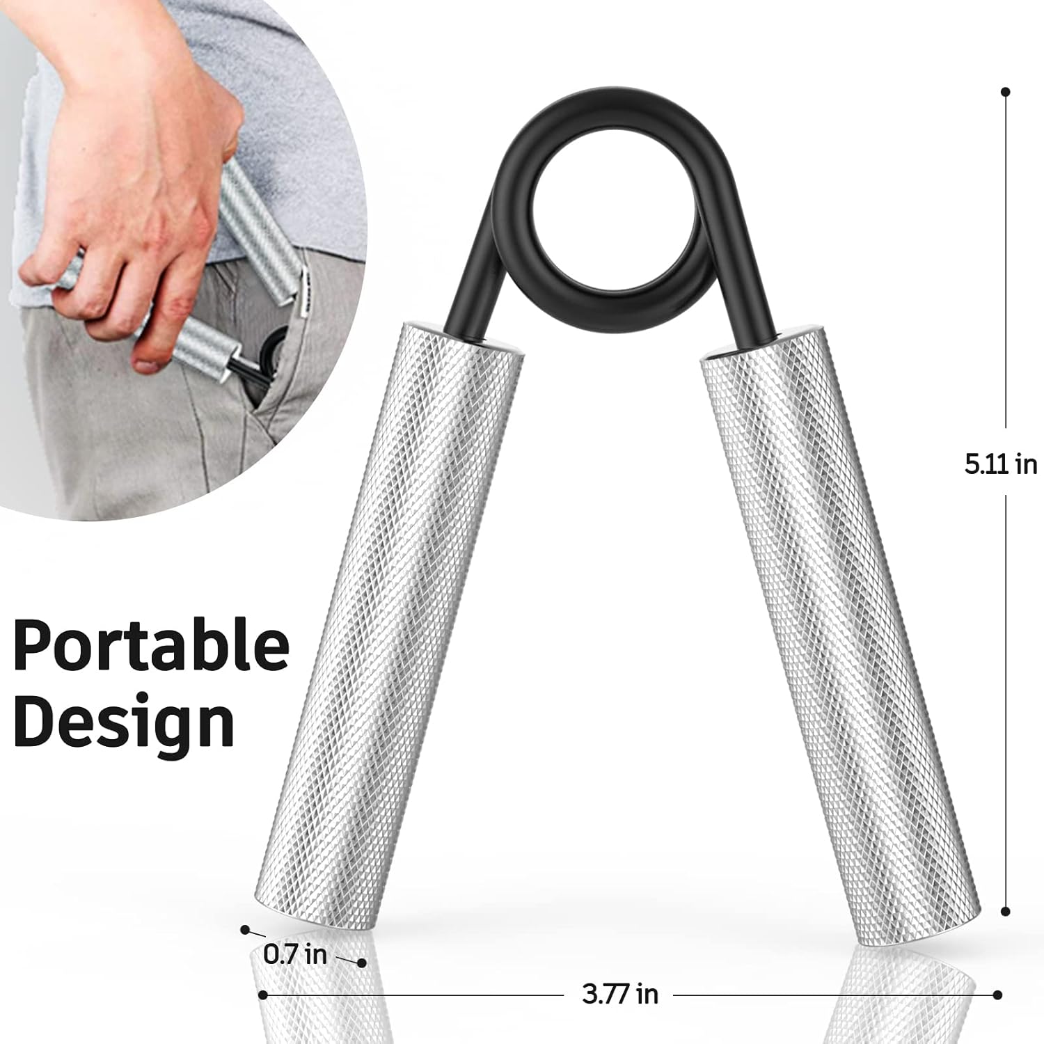 Entrenador de fuerza de agarre, fortalecedor de agarre de mano de metal de 50 libras, ejercitador de antebrazo antideslizante y resistente, agarre