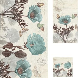 Juego de toallas vintage de tulipán verde azulado para baño, elegantes toallas de microfibra floral para baño, cocina, playa, cabello, manos, yoga, Juego de toallas vintage de tulipán verde azulado para baño, elegantes toallas de microfibra floral para baño, cocina, playa, cabello, manos, yoga,