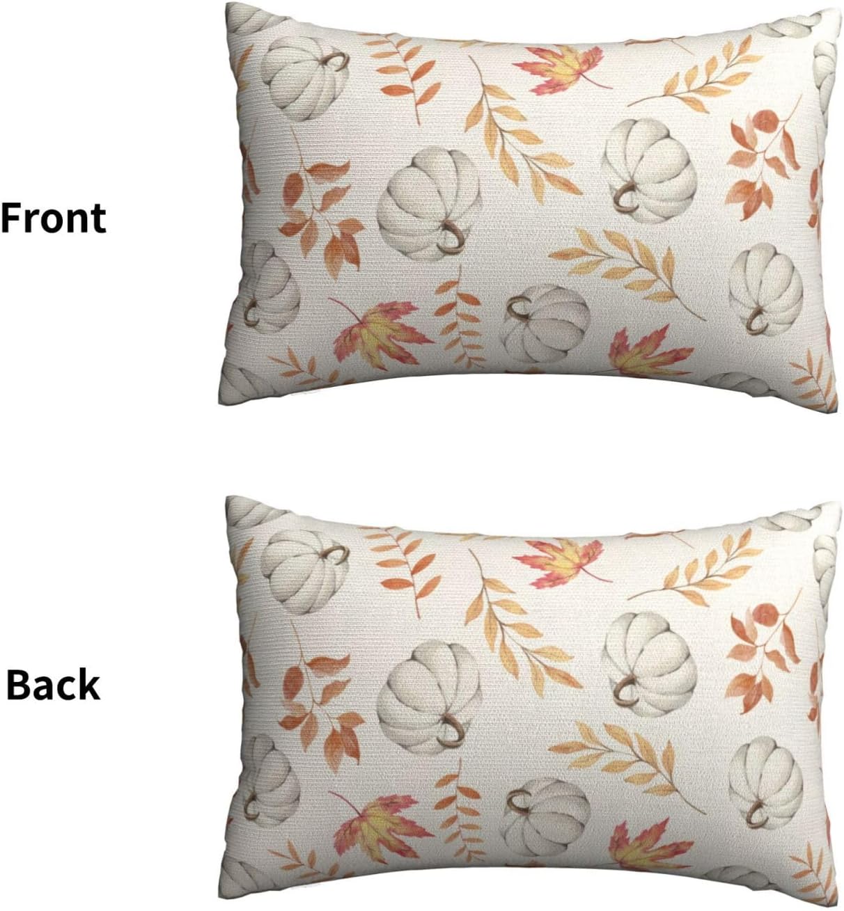 Juego de 2 fundas de almohada de otoño de 12 x 20 pulgadas, decoración de otoño, hojas de arce y calabaza, almohadas de temporada al aire libre,