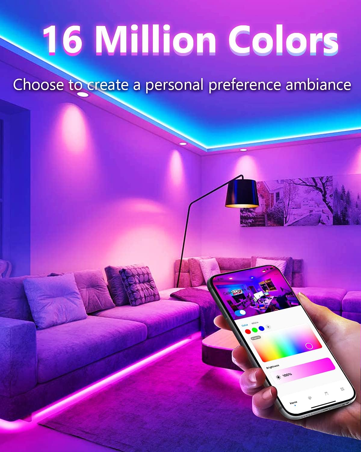 Kaqur – Iluminación empotrable inteligente WiFi de 6 pulgadas, 12 W, 1300 lm, RGBCW, LED inteligente con caja de conexiones, funciona con