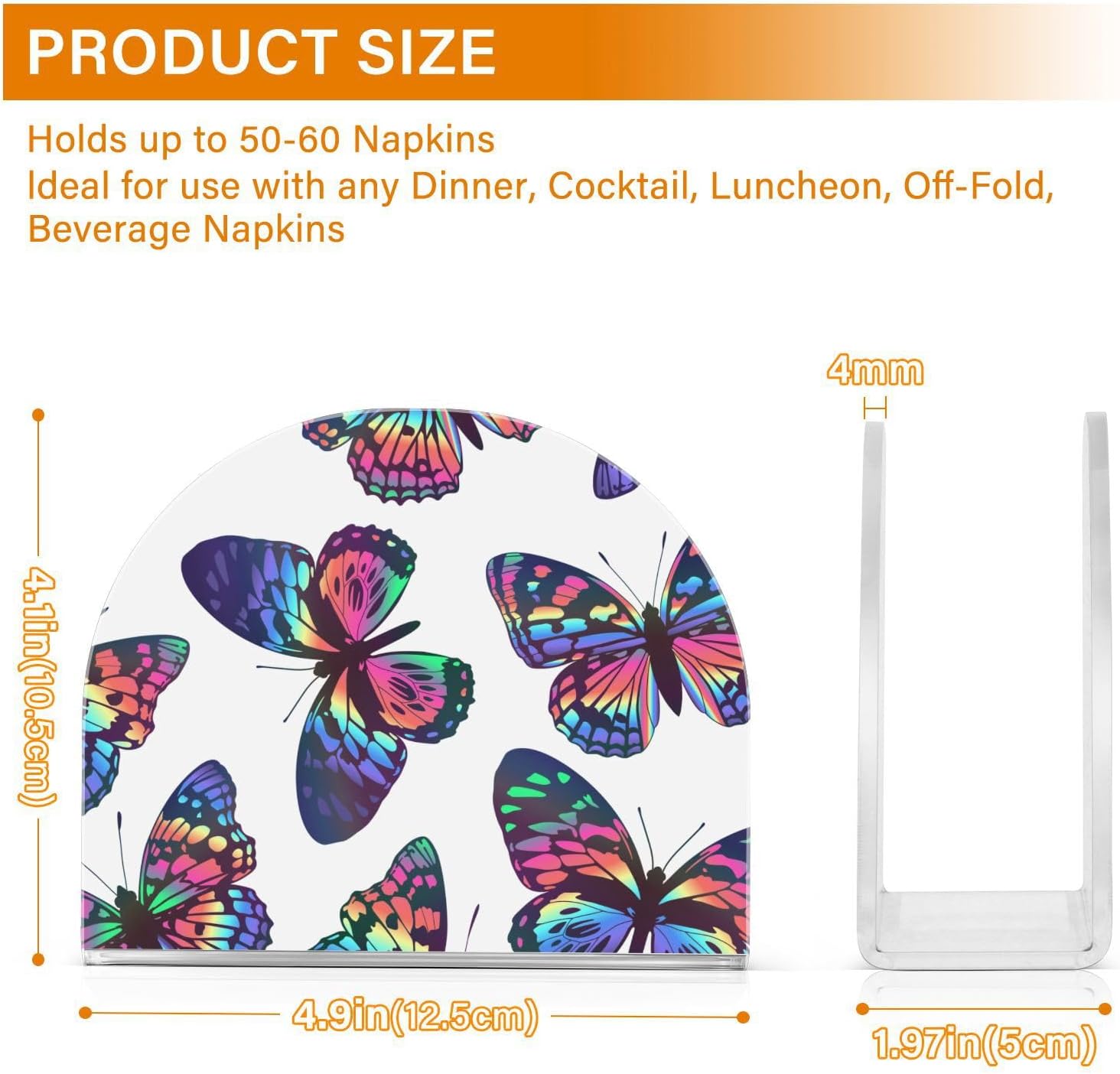 Multicolored Butterflies Napkin Holder Acrylic U-Shaped Napkin Holder Living Room and Dining Table