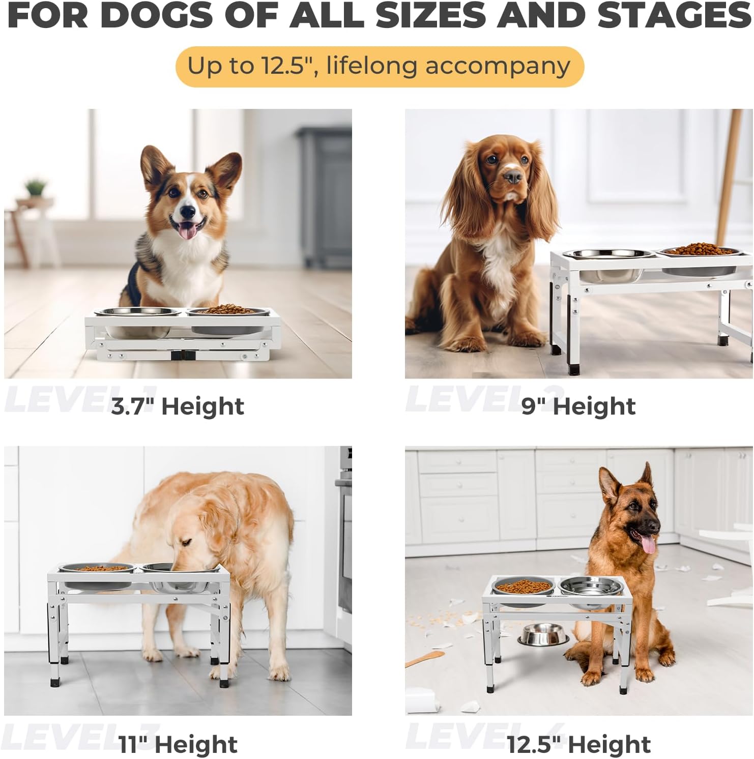 Veehoo Cuencos elevados para perros, soporte elevado de metal para perros con alimentador lento y 2 cuencos de acero inoxidable para alimentos y