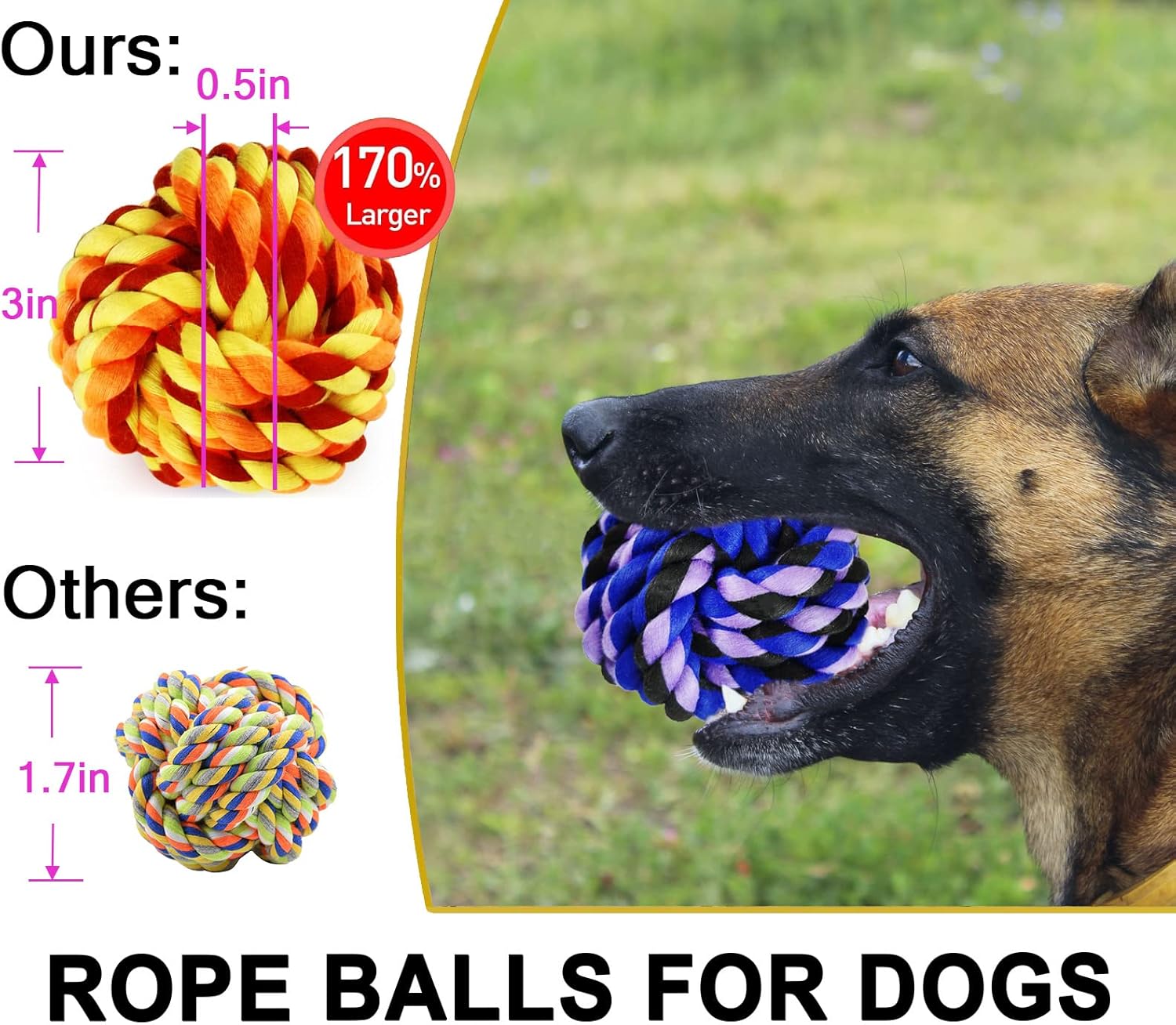Juguetes masticables para perros grandes para masticadores agresivos, paquete de 6 bolas de perro casi indestructibles para perros grandes, juguete