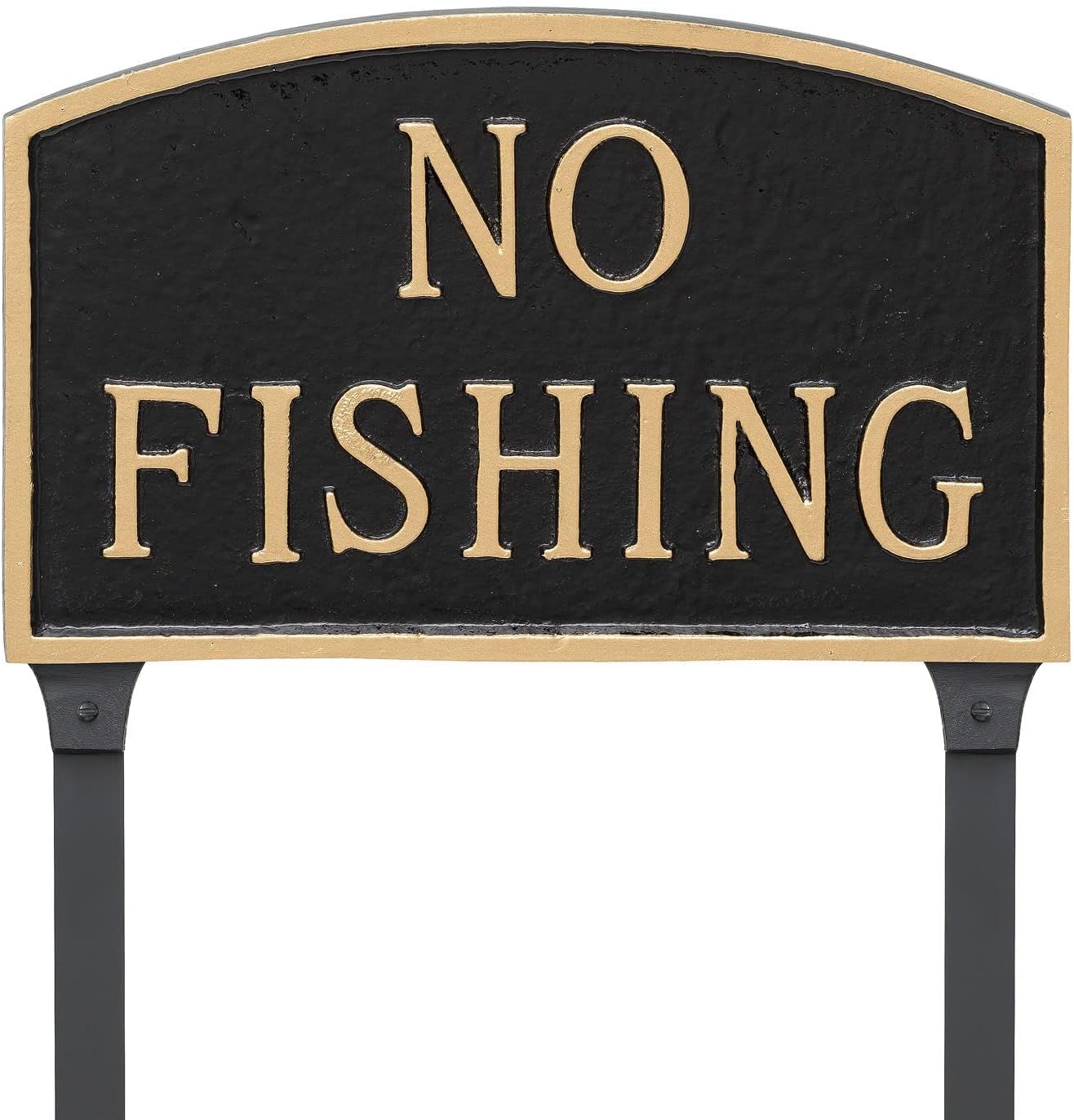 Placa de metal fundido sin arco de pesca – Pared o césped – Señal de advertencia de no pesca – Resistente a los rayos UV – Aluminio con