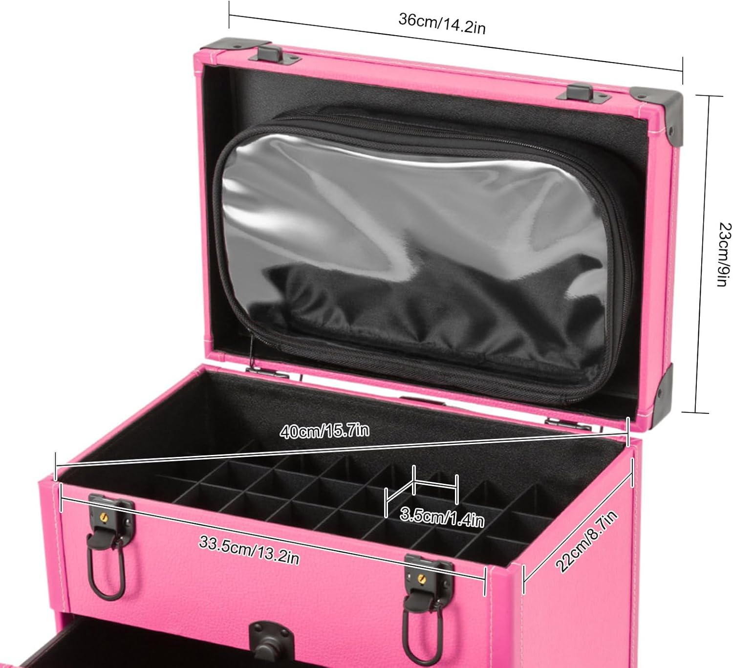 Caja de tren de carretilla de aluminio de 3 niveles, Rosa Rojo, Moderno