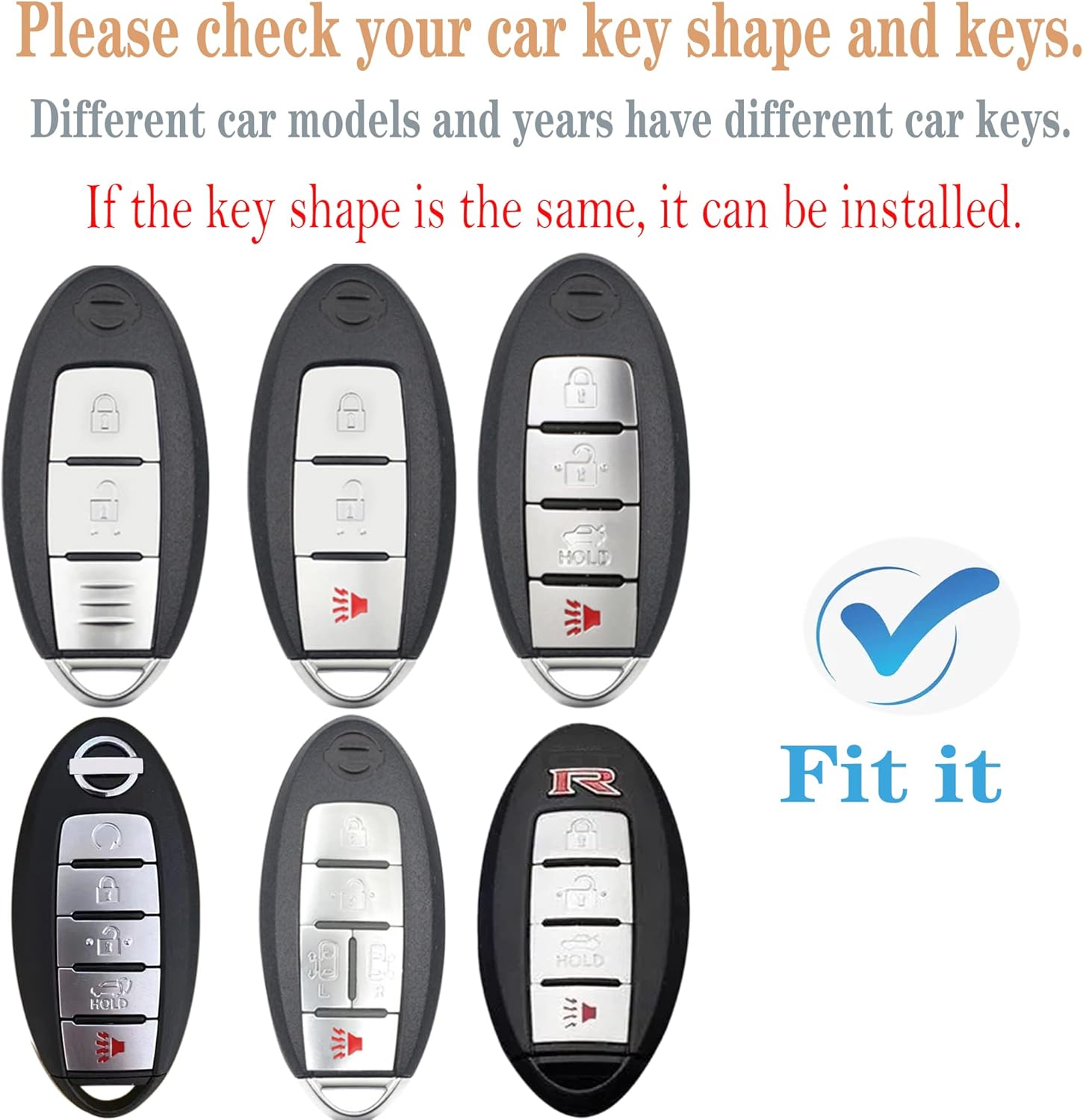 Kirsnda Funda para llavero compatible con Nissan, funda de TPU suave para llavepiel, 345 botones compatible con Altima Rogue Maxima Sentra Armada