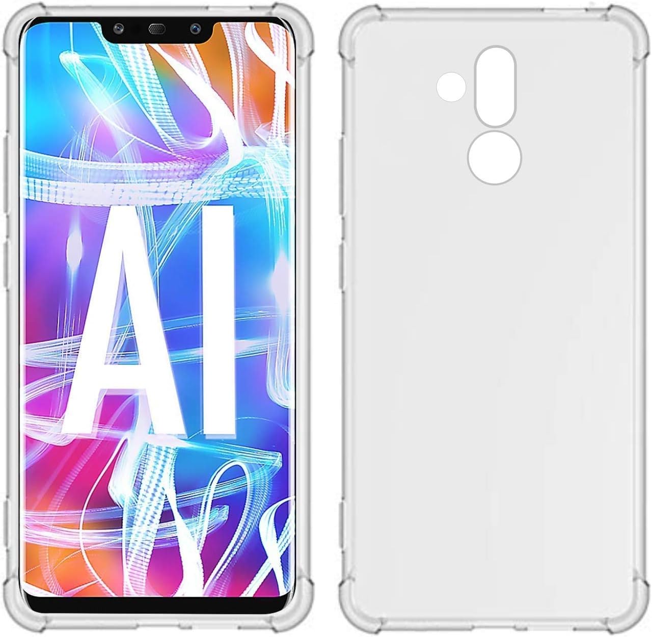 USTIYA Funda para Huawei Mate 20 Lite Clear TPU Cuatro Esquinas Funda Protectora Transparente Suave Funda