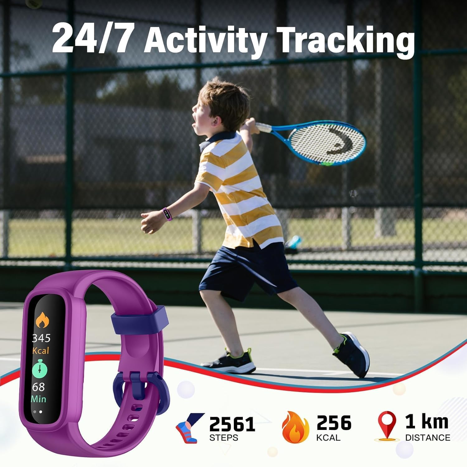 EURANS Rastreador de actividad física para niños, niñas y adolescentes, rastreador de actividad diario impermeable con monitor de frecuencia