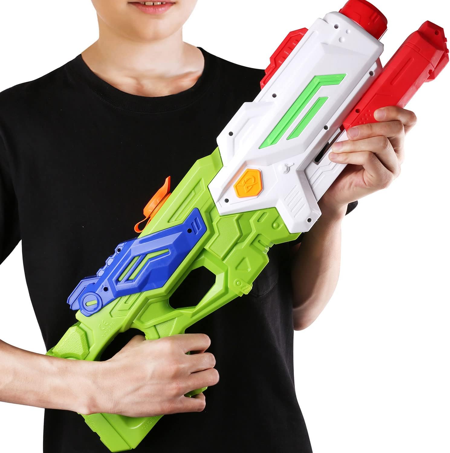 Pistola de chorro de agua para adultos y niños, 23 pulgadas de agua grande con 2500 CC de alta capacidad de 50 pies de largo alcance para niños,