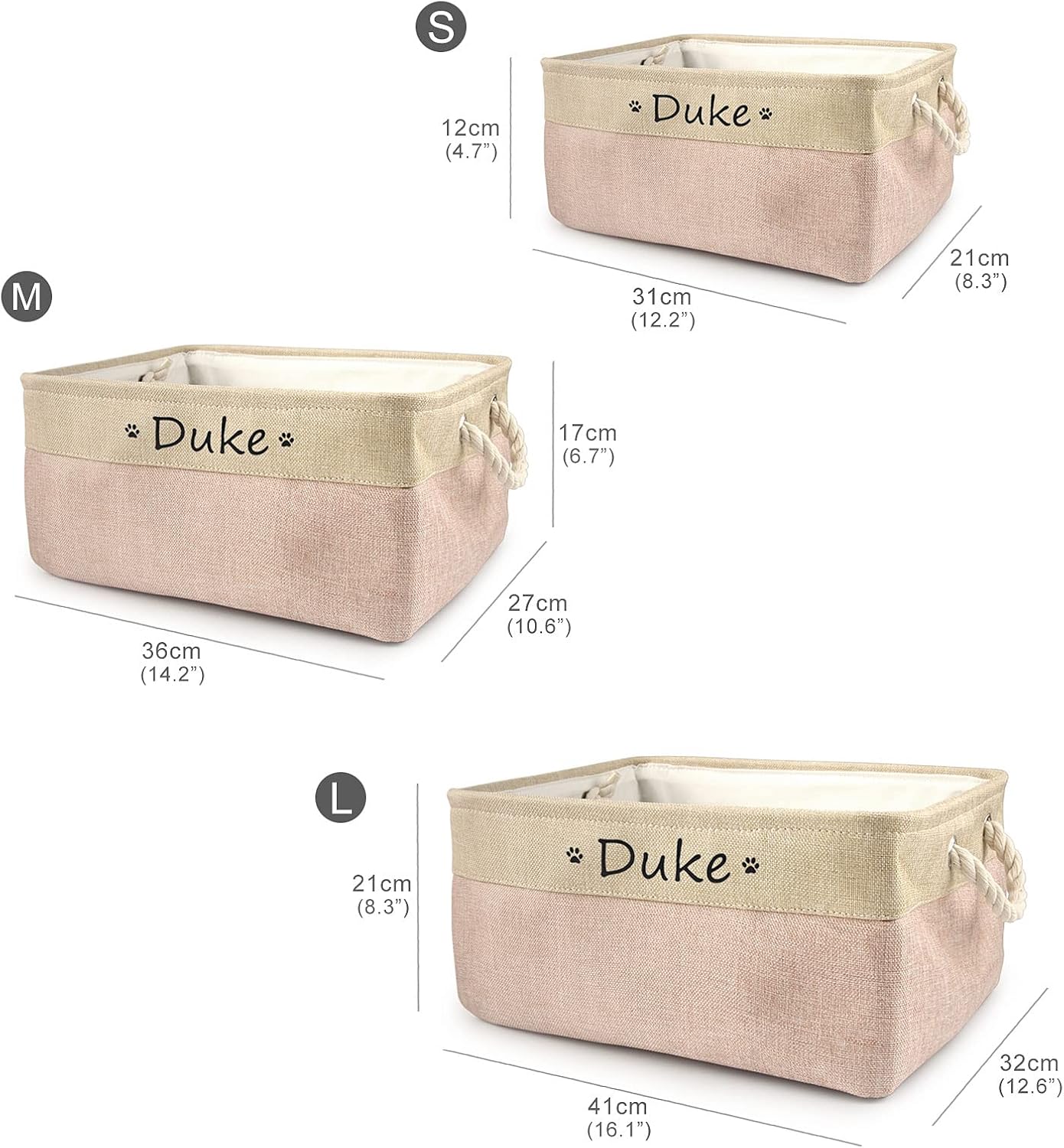 Canasta de almacenamiento personalizada de juguetes para perros, plegable, personalizable, con nombre de la mascota, caja organizadora para