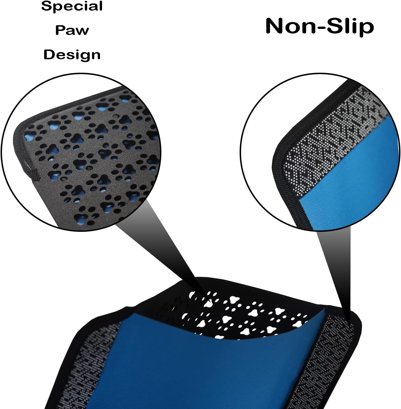 Tapete de arena para gatos para atrapar arena (guantes de aseo para mascotas para mascotas con cepillos incluidos) de doble capa con diseño de patas