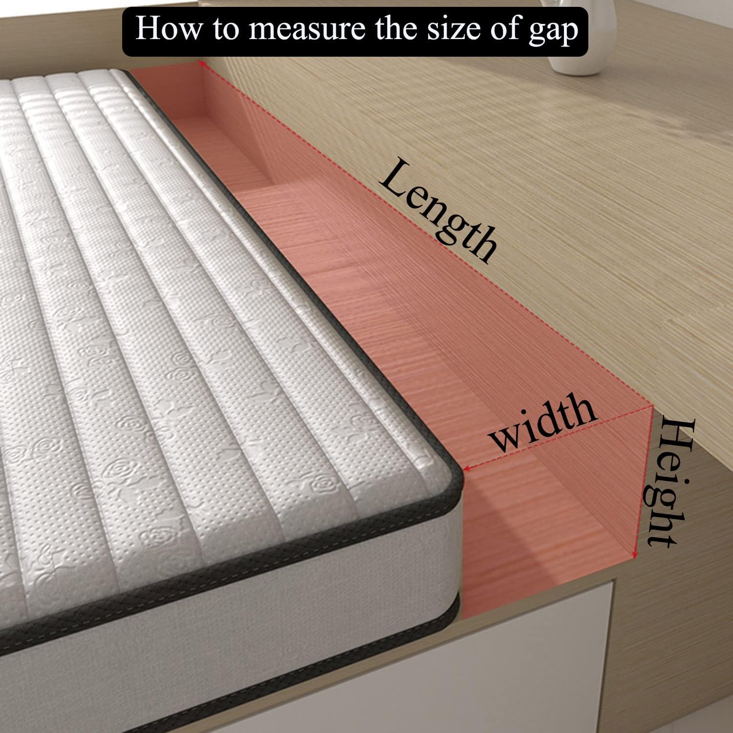 SAMTY Relleno de huecos de cama para cabecero, relleno de espacio para sofá, relleno de grietas entre cabecero y colchón, 79 x 8 x 8 pulgadas
