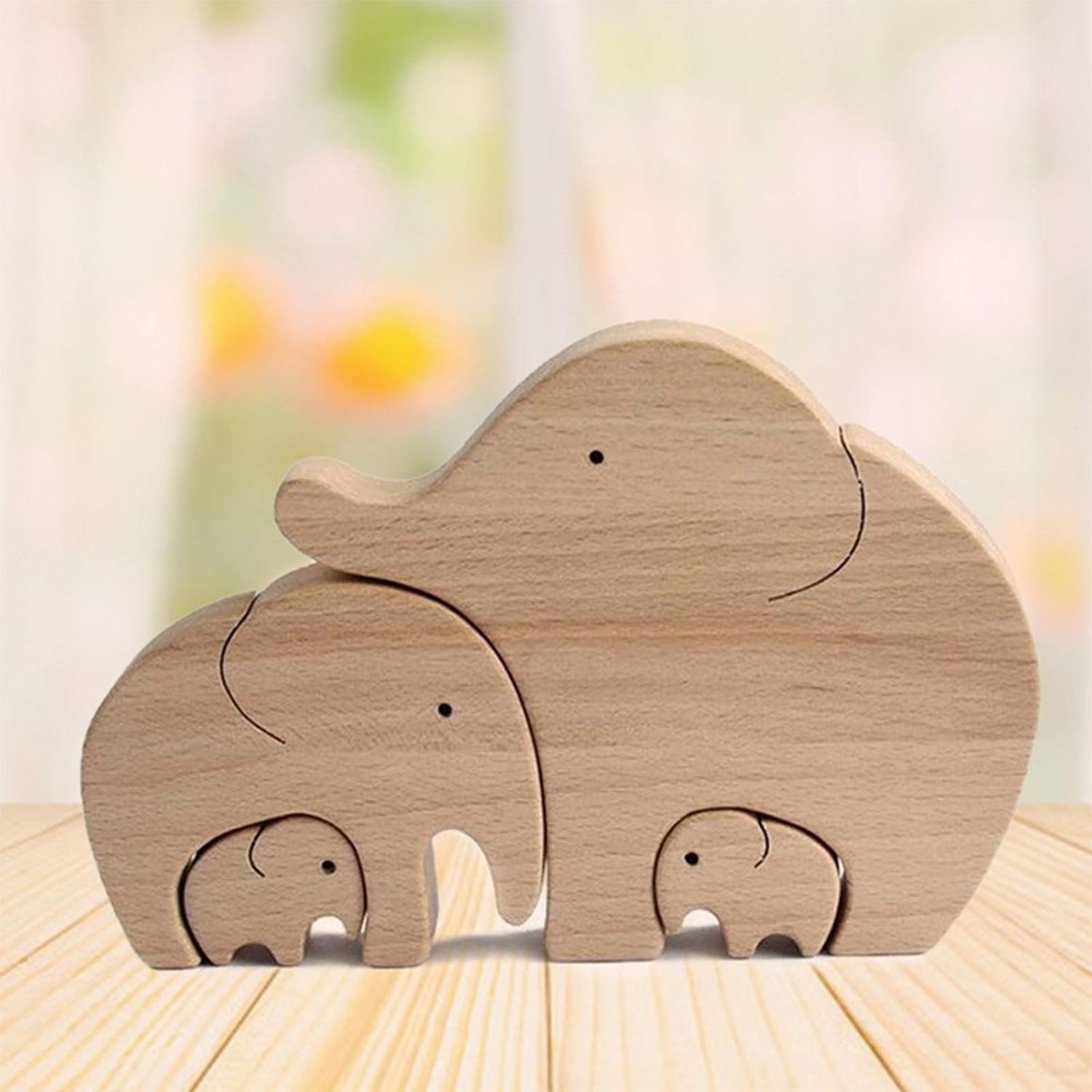 1 juego de elefante de madera para la familia, decoración de elefantes, decoración de elefantes, figuras coleccionables para el hogar, oficina,