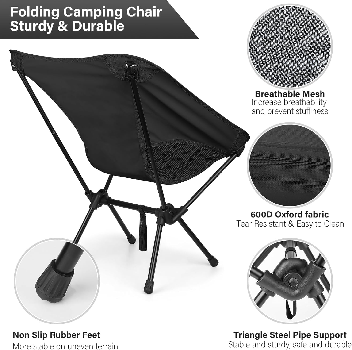 Silla plegable para camping, ultraligera, portátil, silla de playa, compacta, ligera, para mochileros, senderismo, picnic, barbacoas, pesca al aire