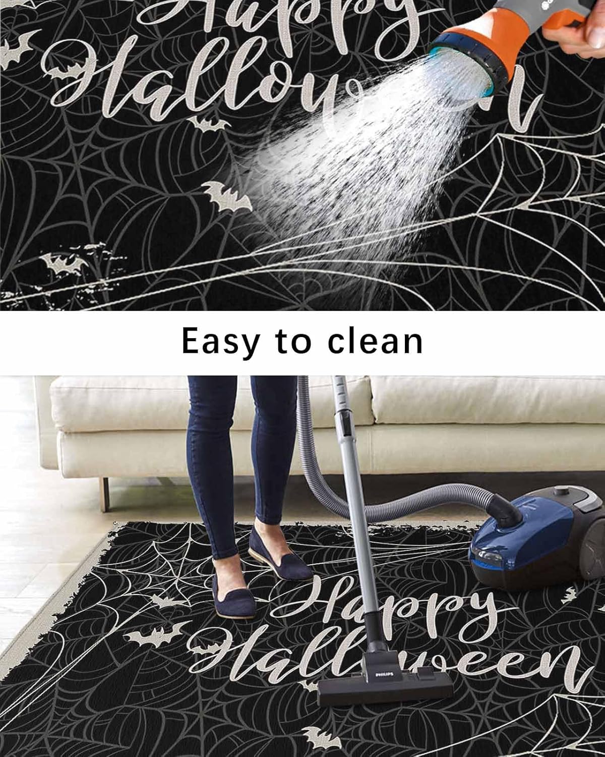 Halloween Outdoor Area Rug 4’x6′,Patio Balcony Porch Front Door Camping Camper Deck Runner Rug,Washable Carpet Indoor Living RoomKitchen,Hallway
