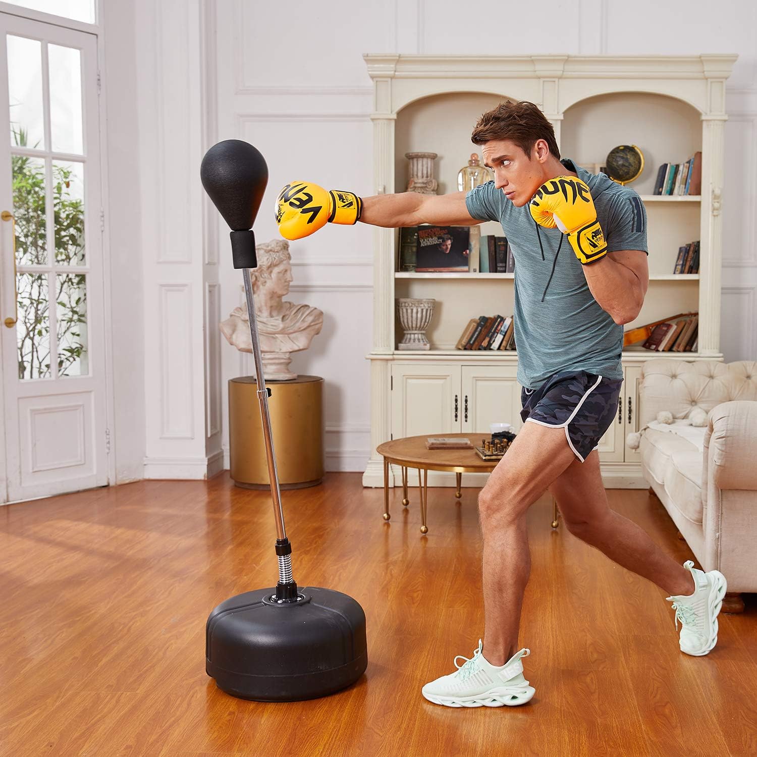 Saco de boxeo de pie libre, bolsa de boxeo refleja velocidad con altura ajustable, alivio del estrés, fitness, fuerte, duradero, para adultos,