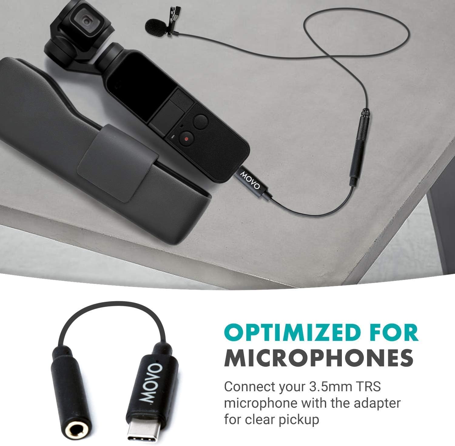 Movo VXR10-PRO Micrófono de video externo para Osmo Pocket, cámara, teléfonos inteligentes, con soporte de choque Rycote Lyre – Micrófono compacto