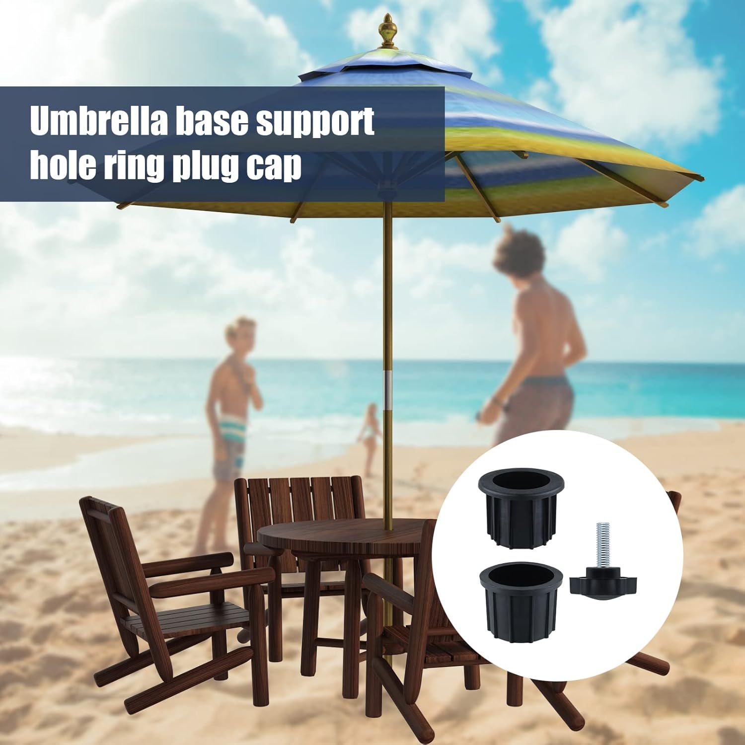 LUTER Juego de 2 (6 piezas) para paragüero de patio, incluye 4 anillos de agujero para paraguas y 2 tornillos para pomo de mano, accesorios de
