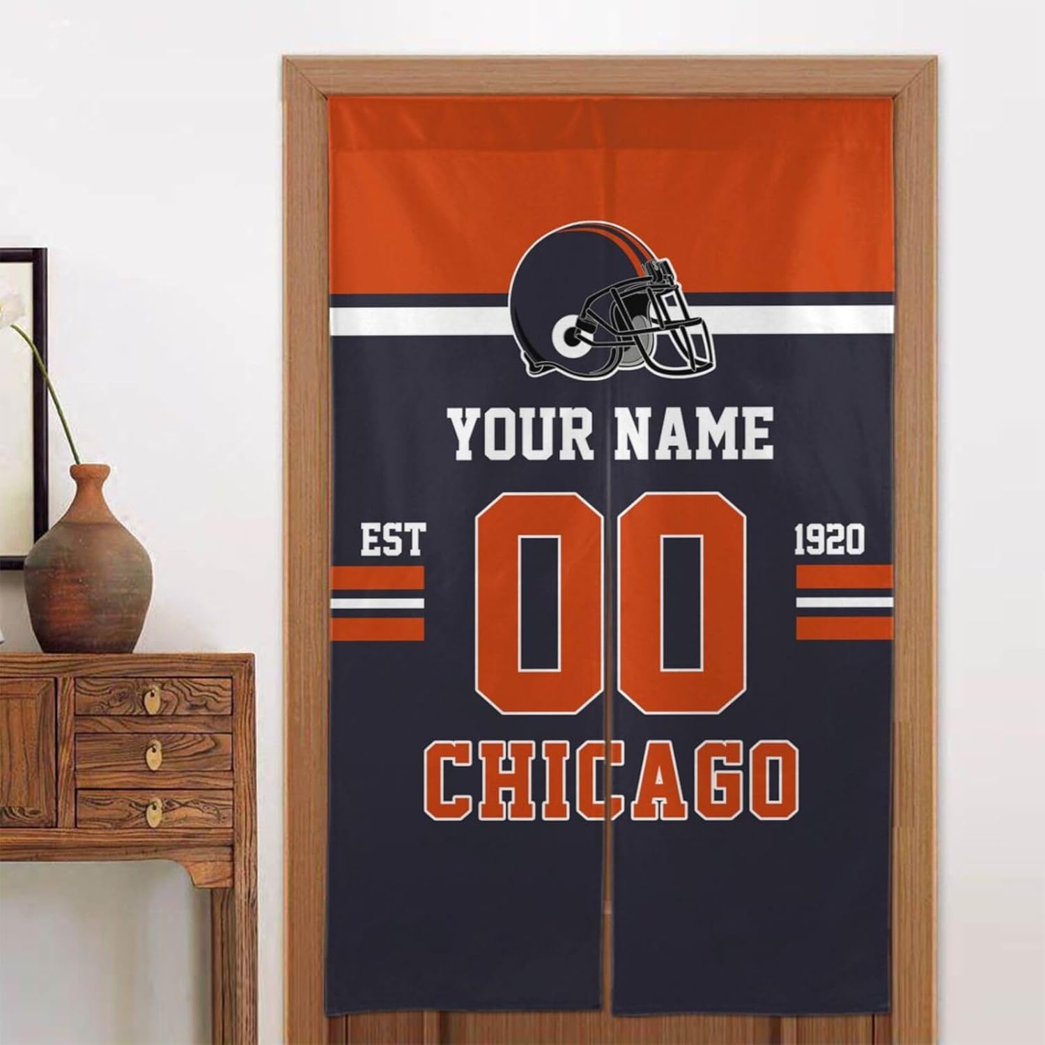 RIAWARME Chicago – Cortinas para puerta, panel de cortina personalizado con número de nombre, cortina japonesa personalizada para dormitorio,