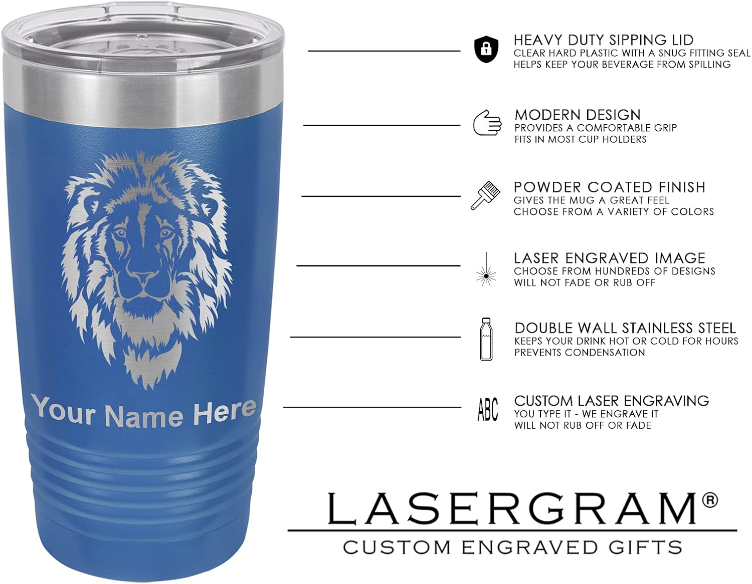 LaserGram Vaso aislado al vacío de 20 onzas, bandera de El Salvador, grabado personalizado incluido (azul oscuro)
